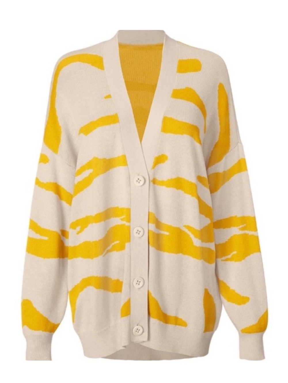 Cabi Roar Tiger Stripe Cardigan Sweater Women’s Sz M Oversized Button Front 5836